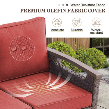 BBR Series 3-Piece Patio Set: 1 Sofa + 2 Ottomans - PE Wicker with Thick Cushions - Belord