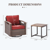 Heavy-Duty 3-Piece Outdoor Swivel Glider Set with Metal Side Table, BBR Series - Belord