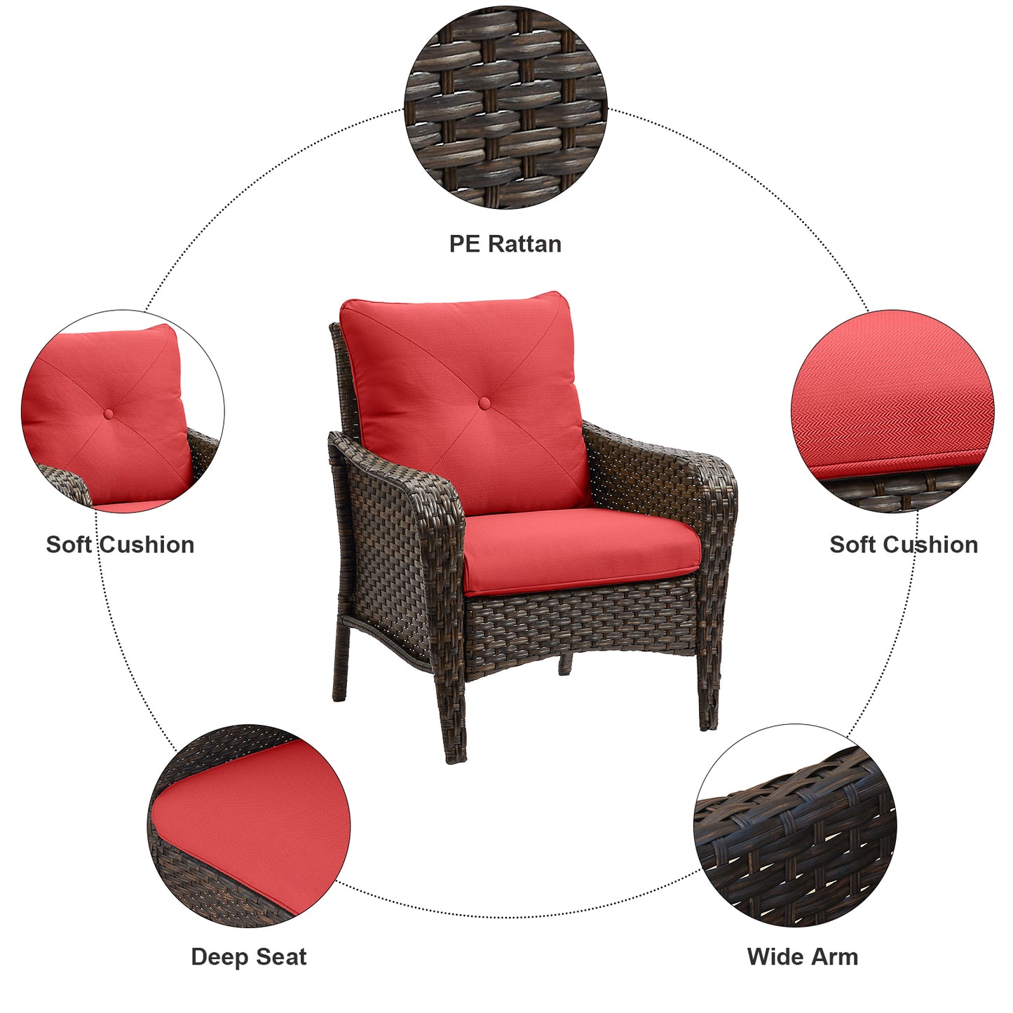 Save 50% - 3-Piece Wicker Patio Bistro Set – Outdoor Rattan Conversation Set with 2 Chairs & Side Table for Porch