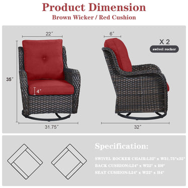 Outdoor 2PC PE Rattan Swivel Glider Chairs, NTC Series - Belord