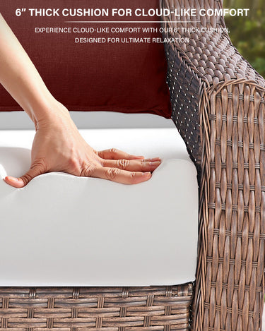 7-Piece Luxury Outdoor Conversation Set - High Back Swivel Glider Chairs with 3-Seat Sofa & Ottoman, Ovolo Series - Belord
