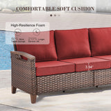 BBR Series 3-Piece Patio Set: 1 Sofa + 2 Ottomans - PE Wicker with Thick Cushions - Belord