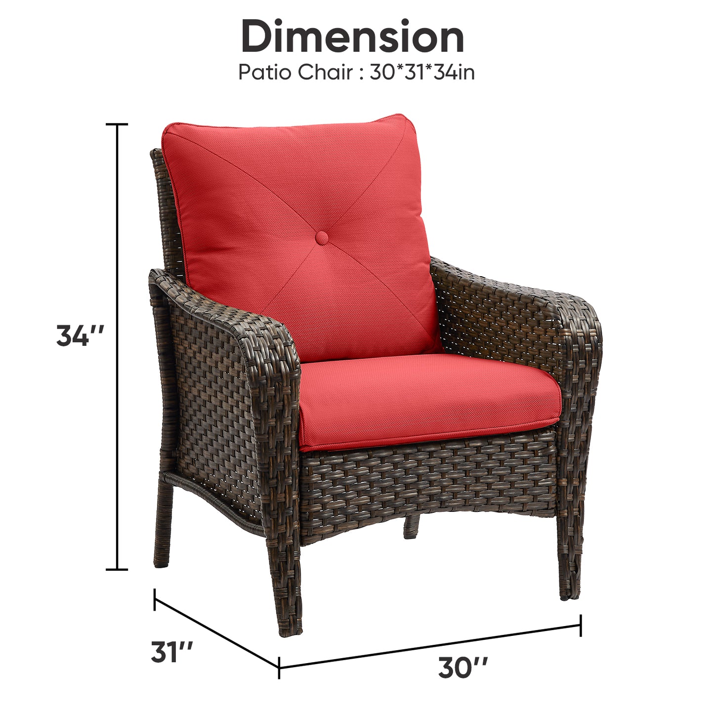 Save 50% - 2-Piece Wicker Patio Chair Set – Deep Seating Rattan Armchairs with Cushions for Porch, Lawn