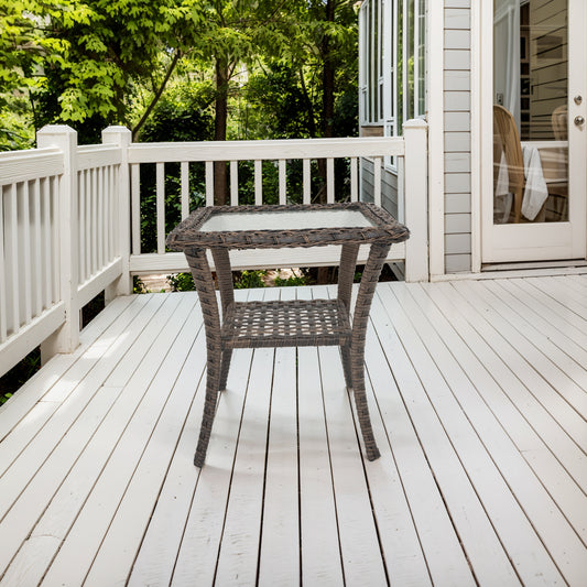 Outdoor 2 Tier Handwoven Wicker Bistro Table, NDS Series