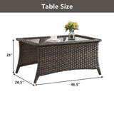 Outdoor PE Rattan Coffee Table with Tempered Glass Top, NTC Series - Belord