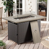Rectangular Fire Pit Table with Glass Cover - Belord