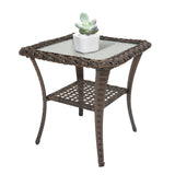 Outdoor 2 Tier Handwoven Wicker Bistro Table, NDS Series - Belord