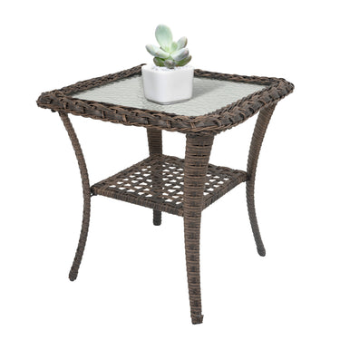 Outdoor 2 Tier Handwoven Wicker Bistro Table, NDS Series - Belord