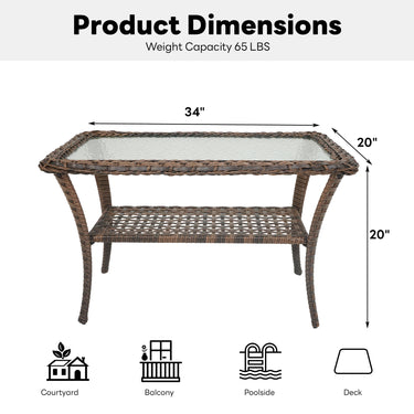 Outdoor Wicker Coffee Table, NDS Series - Belord