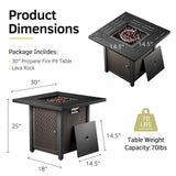 Iron Fire Pit Table with Lid - Belord