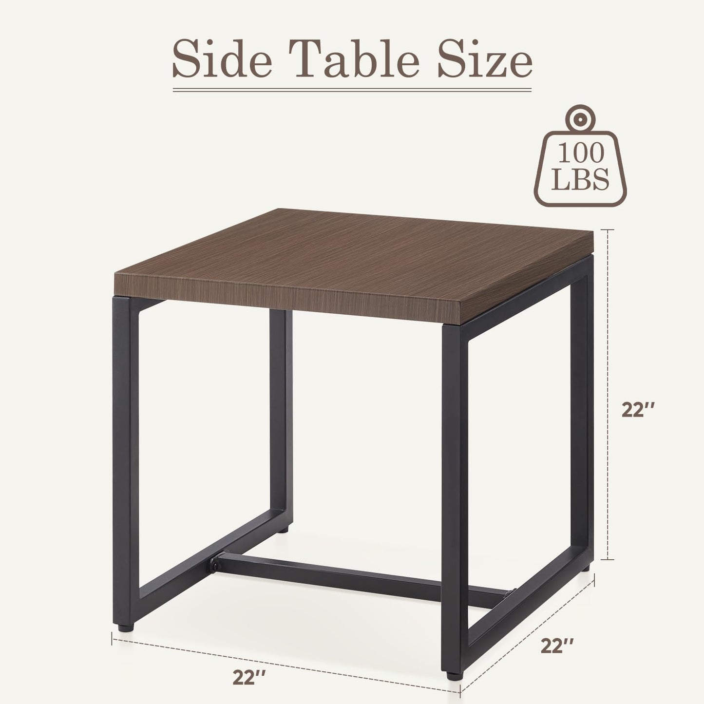 Save 40% - 50 Lbs Rust-Resistant Metal Patio Side Table - Modern Square Design, GRS Series