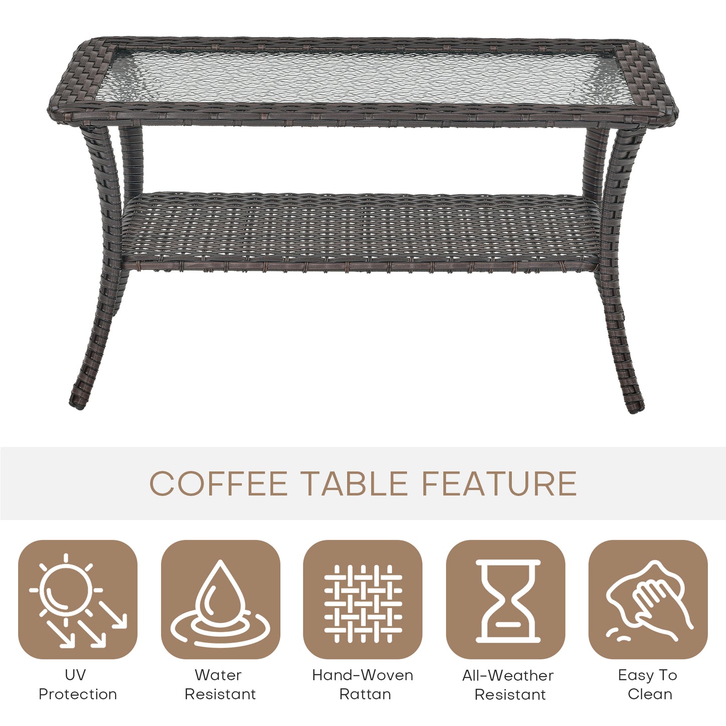 Patio Conversation Set 7-Piece with Loveseat, Rocking Chairs, Patio Chairs, Coffee Table, and Side Table, NDS Series