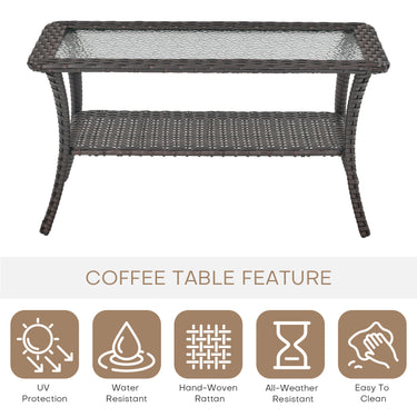 Patio Conversation Set 7-Piece with Loveseat, Rocking Chairs, Patio Chairs, Coffee Table, and Side Table, NDS Series - Belord