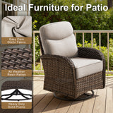 Premium 7-Piece Patio Swivel Chair Set with Square Wicker Fire Pit Table – Cozy Garden Lounge Style, ND Series - Belord