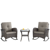 Wicker Rocking Chairs Set with Side Table, NDS Series - Belord