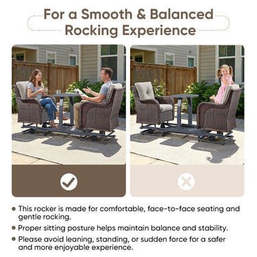Belord 2-Person Outdoor Wicker Glider Loveseat with Integrated Side Table & Cushioned Seats, NTC Series - Belord