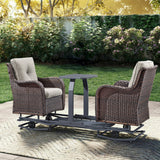 Belord 2-Person Outdoor Wicker Glider Loveseat with Integrated Side Table & Cushioned Seats, NTC Series - Belord
