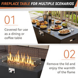 Upgraded 7-Piece Swivel Chair Patio Set with Split Fire Pit Table – Built for Social Summer Nights, ND Series - Belord