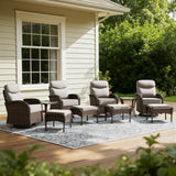 Premium 10-Piece Swivel Chair Patio Set – Deep 6" Cushions & Ottomans for Flexible Outdoor Lounging, ND Series - Belord