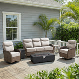 Upgraded 6" Cushion Luxury 5-Piece Patio Furniture Set with Split Fire Pit Table – High-Back Swivel Chairs for Cozy Summer Nights, ND Series - Belord