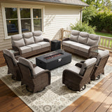 Grand 9-Piece Patio Furniture Collection with Split Fire Pit Table – Designed for Large Outdoor Spaces, ND Series - Belord