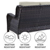 Patio Conversation Set 7-Piece with Sofa, Glider Loveseat, Swivel Glider Chairs, Ottoman and Coffee Table, NTC Series - Belord