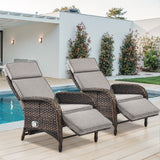 108°→155° Adjustable Chaise Lounge Set (2-Piece) - All-Weather PE Wicker & Steel Frame Reclining Outdoor Daybed | NDS Series - Belord