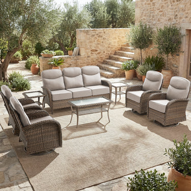 Grand 8-Piece Patio Furniture Set – Sofa & Swivel Rockers, 6" Cushions, Built for Garden Gatherings & Parties, ND Series - Belord