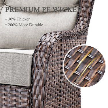 3-Piece All-Weather Wicker Sectional Sofa – 6" Ultra-Thick Cushions & Ottomans, NT Series - Belord