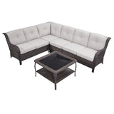 Save 50% - 7-Piece L-Shaped Patio Sectional Sofa Set + Wicker Coffee Table, NTC Series - Belord