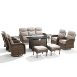 Premium 10-Piece Patio Furniture Set with Metal Fire Pit Table – High-Back Seating for Backyard Living, ND Series - Belord