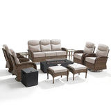 Luxury 10-Piece Patio Lounge Set with Split Fire Pit Table & Ottomans – Ultimate Outdoor Comfort, ND Series - Belord