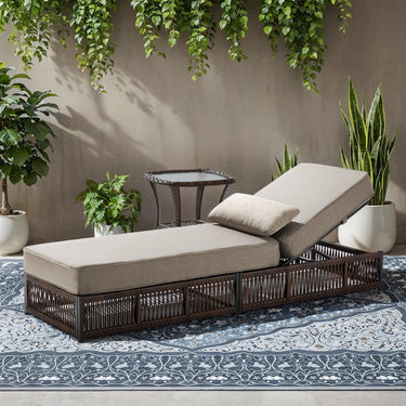 Solo Relaxation Set: 1 Adjustable 76.8" Chaise Lounge with 5-Inch Cushions & Side Table, NTC Series - Belord