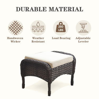 Patio Conversation Set 6-Piece with Glider Loveseat, Rocking Chairs, Side Table, and Ottoman, NDS Series - Belord