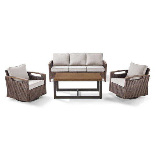 Luxury 4-Piece Patio Furniture Set with Swivel Chairs & Coffee Table - BBR Series