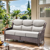 Oversized 3-Seat Wicker Sofa for Outdoor Patio – High Back & Extra Thick Cushions / NT Series - Belord