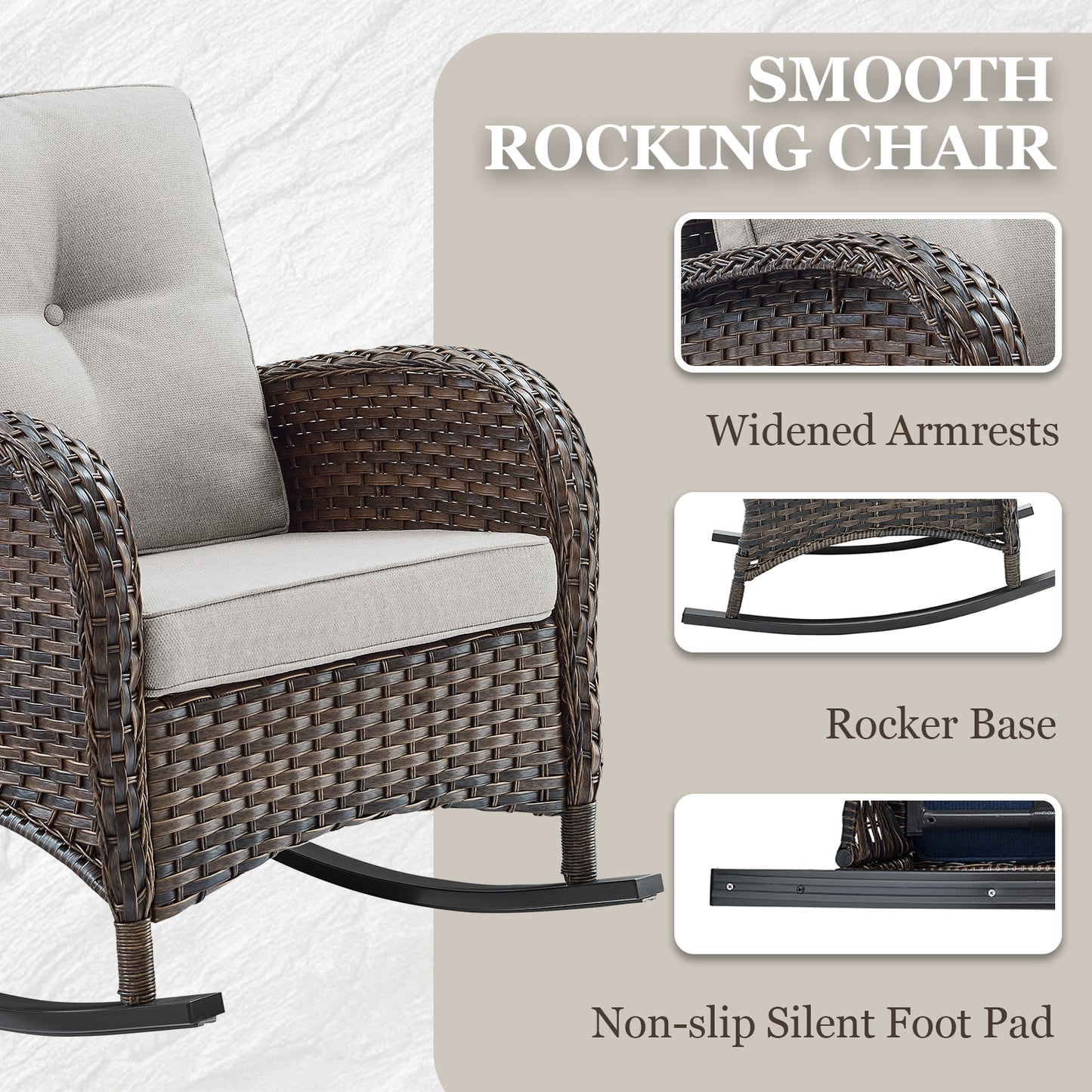 Patio Conversation Set 5-Piece with Loveseat, Rocking Chairs, Coffee Table, and Side Table, NDS Series