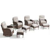 Premium 10-Piece Swivel Chair Patio Set – Deep 6" Cushions & Ottomans for Flexible Outdoor Lounging, ND Series - Belord