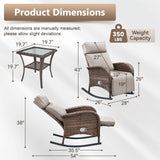 Luxury 3-Piece Adjustable Rocking Set - PE Wicker Recliners with Side Tables, NDS Series - Belord