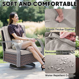 Patio Conversation Set 7-Piece with 1 Sofa, 2 Swivel Glider Chairs, 2 Patio Chairs, 2 Ottoman, HW Series - Belord