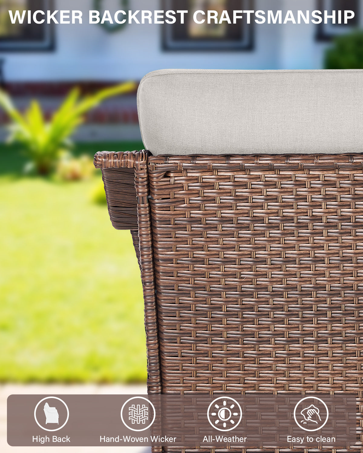 7-Piece Luxury Outdoor Conversation Set - High Back Swivel Glider Chairs with 3-Seat Sofa & Ottoman, Ovolo Series