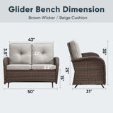 Outdoor Wicker Glider Loveseat, NDS Series - Belord