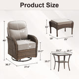 Premium 10-Piece Swivel Chair Patio Set – Deep 6" Cushions & Ottomans for Flexible Outdoor Lounging, ND Series - Belord