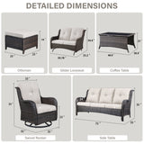 Patio Conversation Set 7-Piece with Sofa, Glider Loveseat, Swivel Glider Chairs, Ottoman and Coffee Table, NTC Series - Belord