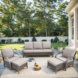 Patio Conversation Set 5-Piece with 1 Sofa, 2 Patio Chairs, 2 Ottoman, HW Series - Belord
