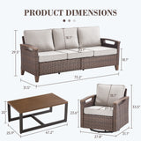 Luxury 4-Piece Patio Furniture Set with Swivel Chairs & Coffee Table - BBR Series - Belord