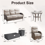 Upgraded 6" Cushion Luxury 5-Piece Patio Furniture Set with Split Fire Pit Table – High-Back Swivel Chairs for Cozy Summer Nights, ND Series - Belord