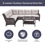 Save 50% - 7-Piece L-Shaped Patio Sectional Sofa Set + Wicker Coffee Table, NTC Series - Belord
