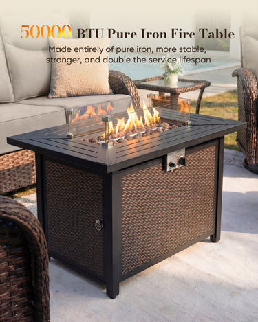 Ultimate 11-Piece Luxury Patio Furniture Set with Metal Fire Pit Table – Premium All-Weather Seating Collection, ND Series - Belord