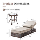 Solo Relaxation Set: 1 Adjustable 76.8" Chaise Lounge with 5-Inch Cushions & Side Table, NTC Series - Belord